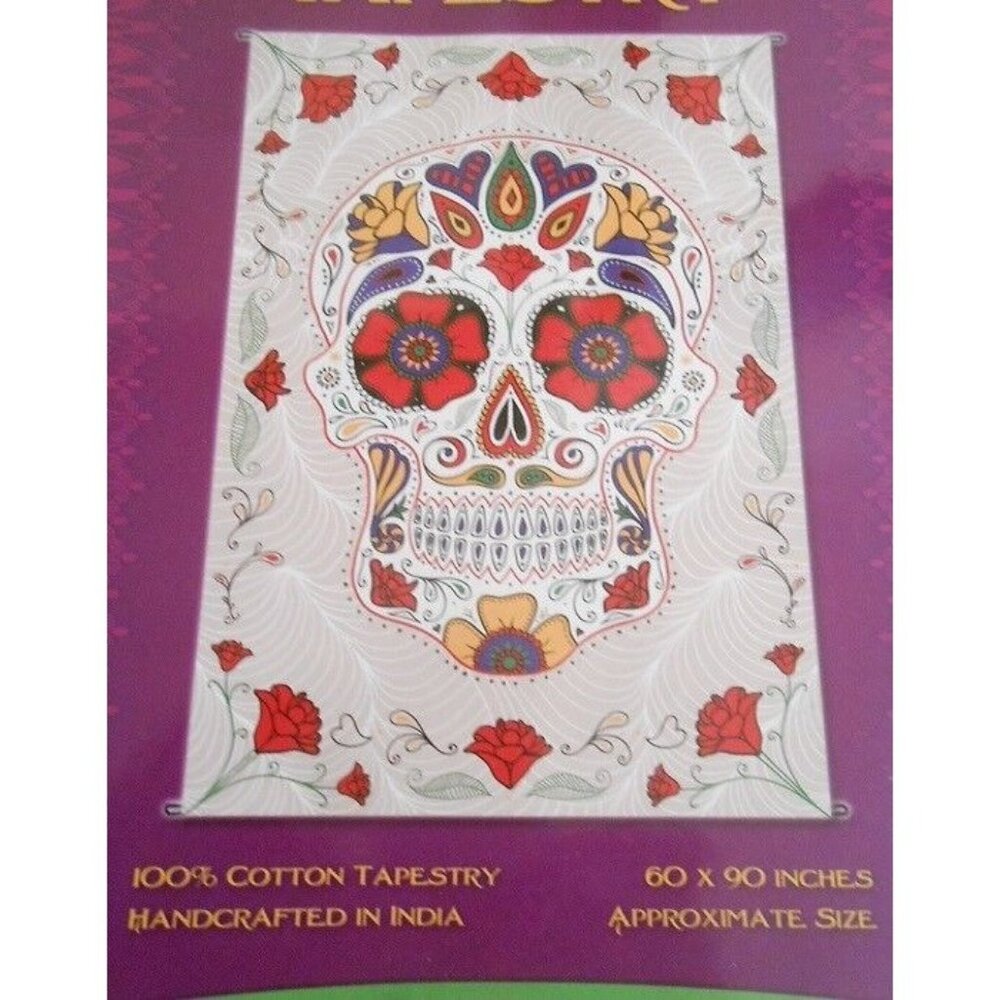 New 3D White Sugar Skull Wall Tapestry 60X90 Day of the Dead Skulls Bed Sheet